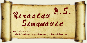Miroslav Simanović vizit kartica